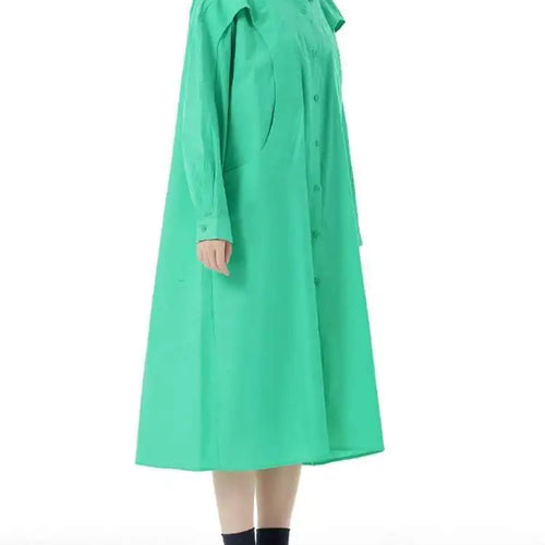 Load image into Gallery viewer, Women Green Rose Red Spliced Big Size Midi Shirt Dress New Lapel Long Sleeve Fashion Tide Spring Autumn 2025 1DH5167
