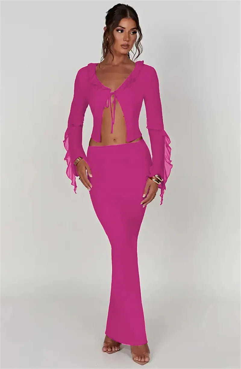 Thickened Fabric Sexy Maxi Skirt Women 2023 Autumn Winter New Solid High Waist Skinny Club Party Long Skirt Elegant