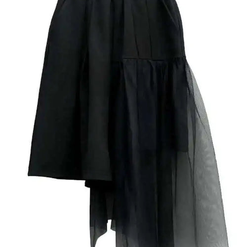 Load image into Gallery viewer, High Elastic Waist Irregular Mesh Black Wide Leg Pants New Loose Fit Trousers Women Fashion Spring Summer 2025 1DF4795
