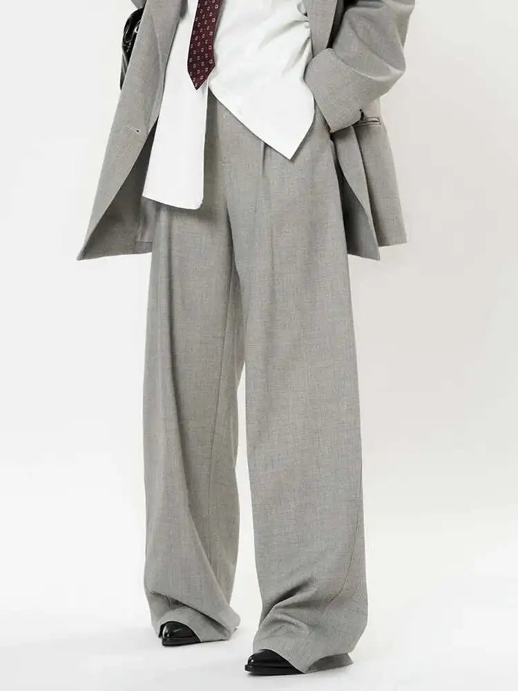 High Waist Brown Brief Pleated Elegant Long Wide Leg Pants New Trousers Women Fashion Tide Spring Autumn 2025 1DH9682