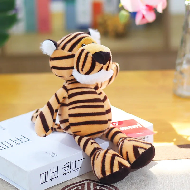 Simulation Forest Animals Plush Toys Stuffed Jungle Series Tiger Lion Monkey Raccoon Giraffe Elephant Dolls for Kids Gifts