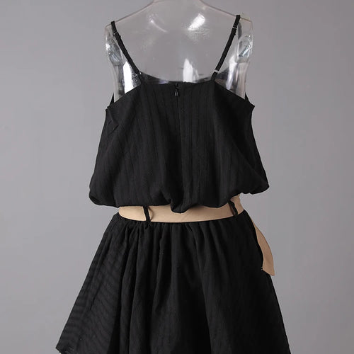 Load image into Gallery viewer, Women White Belted Elegant Spaghetti Strap Mini Dress New Round Neck Sleeveless Fashion Tide Spring Summer 2025 CPG3145
