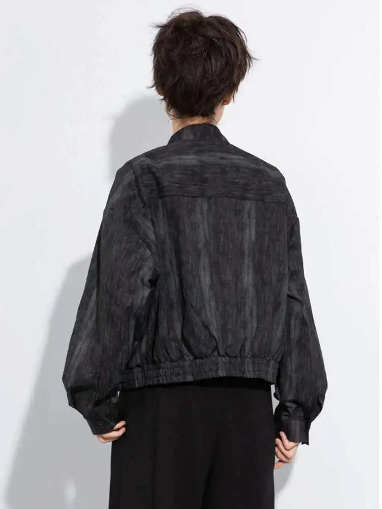 Black Big Size Pocket Short Casual Jacket New Stand Collar Long Sleeve Women Coat Fashion Tide Spring Autumn 2025 1DH8223