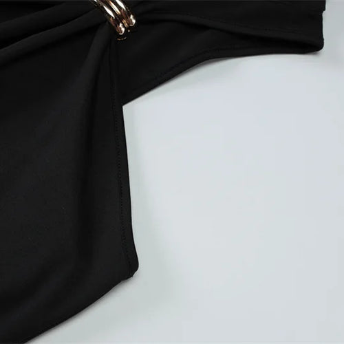 Load image into Gallery viewer, Summer Sleeveless Sexy Mini Dress Women Fashion Metal Ring Turtleneck Off-shoulder Strapless Club Party Dress Y2k
