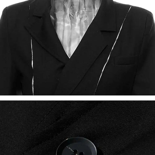 Load image into Gallery viewer, Women Black White Striped Spliced Irregular Dress New Round Neck Full Sleeve Loose Fit Fashion Spring Autumn 2025 1A320
