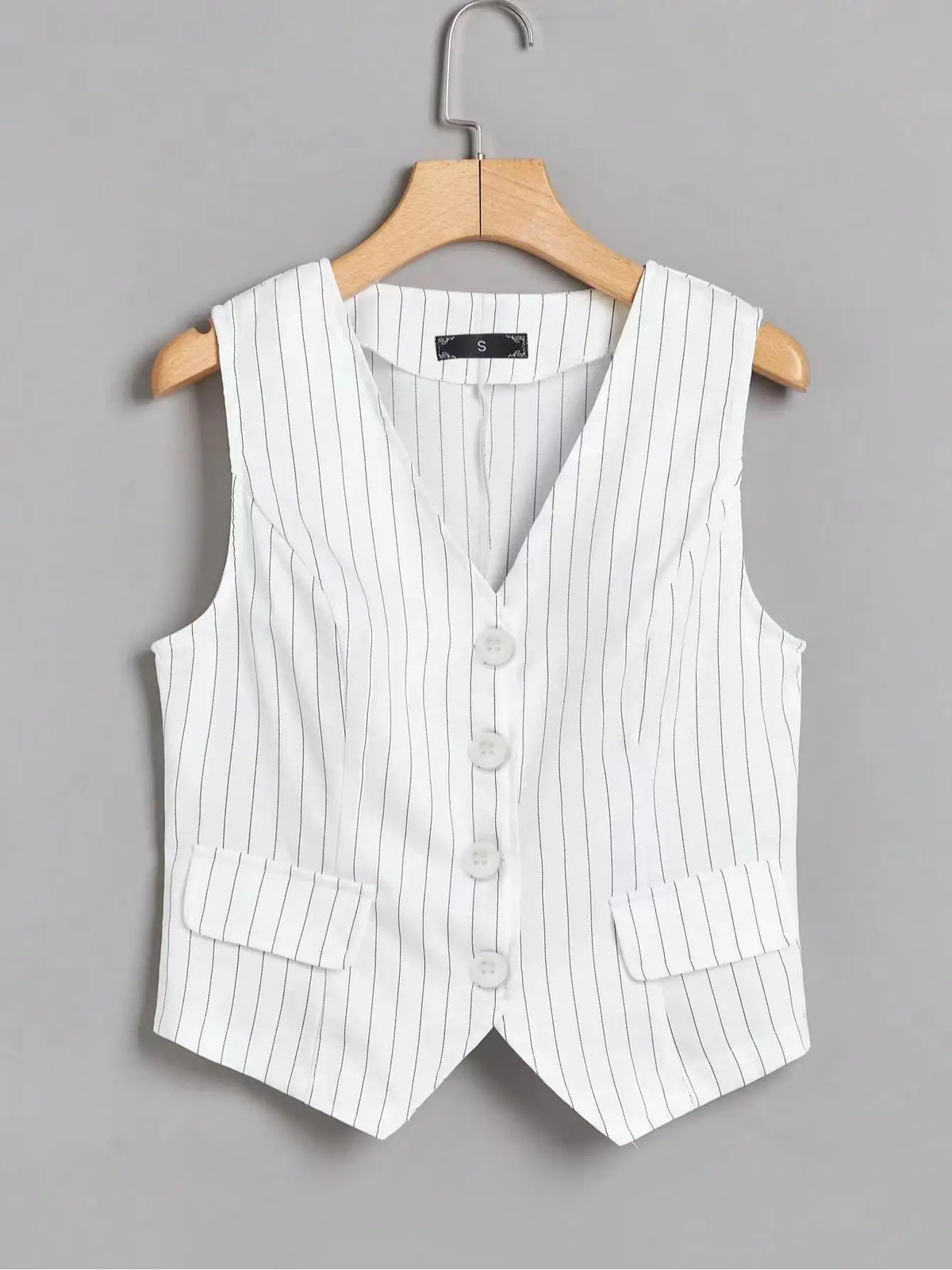 Black White Blue Stripe V Neck Sexy Sleeveless Tank Tops Summer Clothes Women Fashion Single Breasted Asymmetrical Vest Trendy