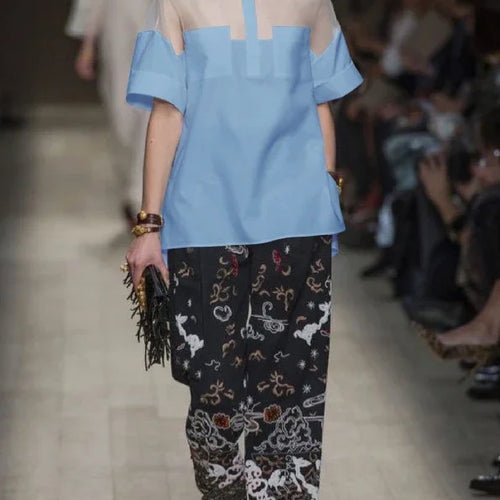 Load image into Gallery viewer, Summer Women White Trendy Short Sleeves Tops Shirts Fashion Vintage Elegant See-through Blouses Shirts for Woman
