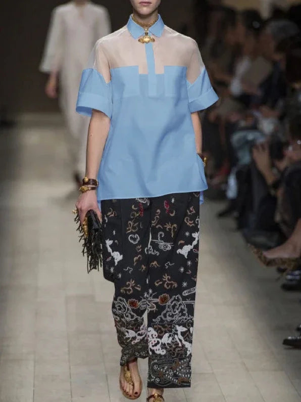 Summer Women White Trendy Short Sleeves Tops Shirts Fashion Vintage Elegant See-through Blouses Shirts for Woman