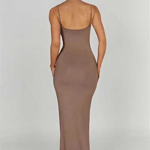 Load image into Gallery viewer, Spaghetti Strap Backless Bodycon Maxi Dress Women Autumn New Thickened Fabric Sleeveless Club Party Sexy Long Dress
