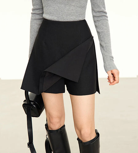 Minimalism Casual Shorts Skirts Women High Rase 2024 Autumn New Fashion Commuter Lady Straight Blazer A-Line Skirt 12343035