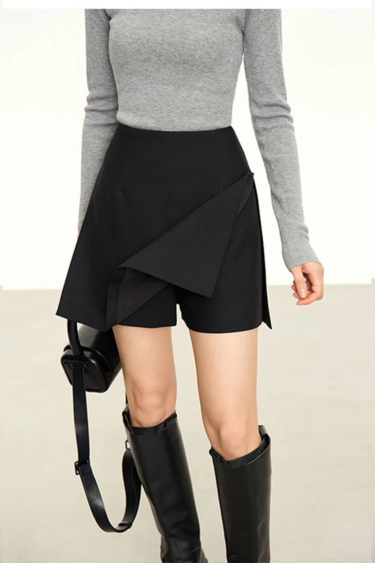 Minimalism Casual Shorts Skirts Women High Rase 2024 Autumn New Fashion Commuter Lady Straight Blazer A-Line Skirt 12343035