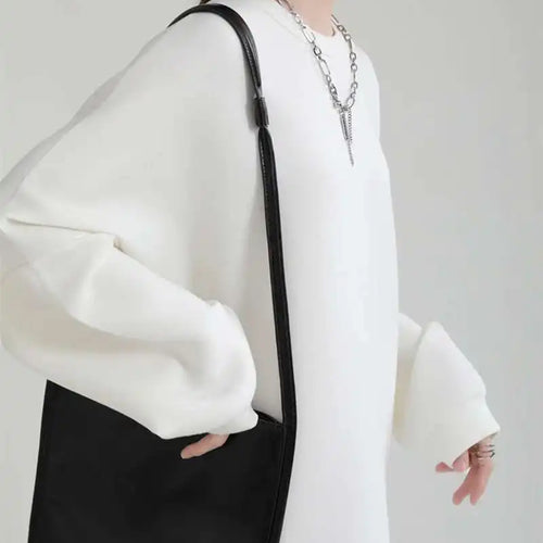 Load image into Gallery viewer, Women White Big Size Shaped Long Dress New Round Neck Long Sleeve Loose Fit Fashion Tide Spring Autumn 2025 1DE4098

