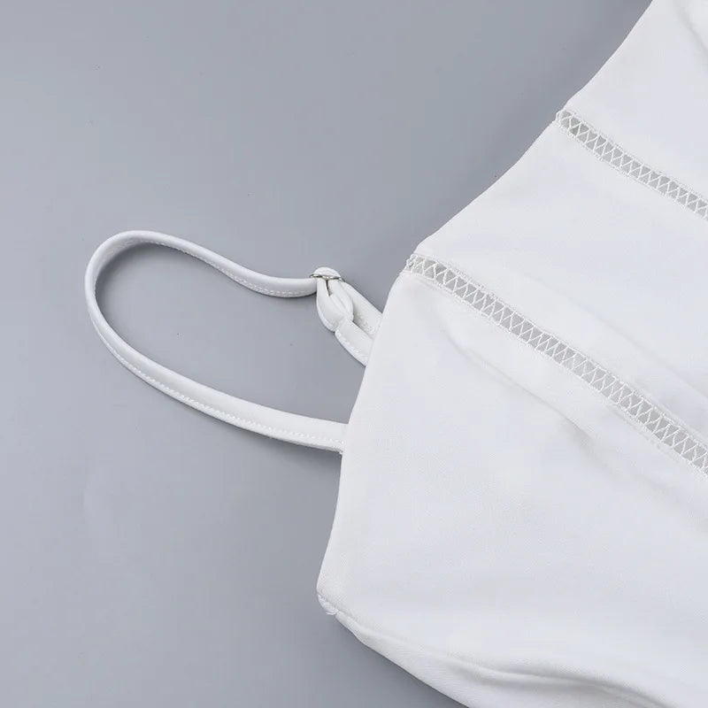 Elegant White Sundress Spaghetti Strap Backless Midi Dress For Women Fashion Sleeveless A-line Loose Long Dress New