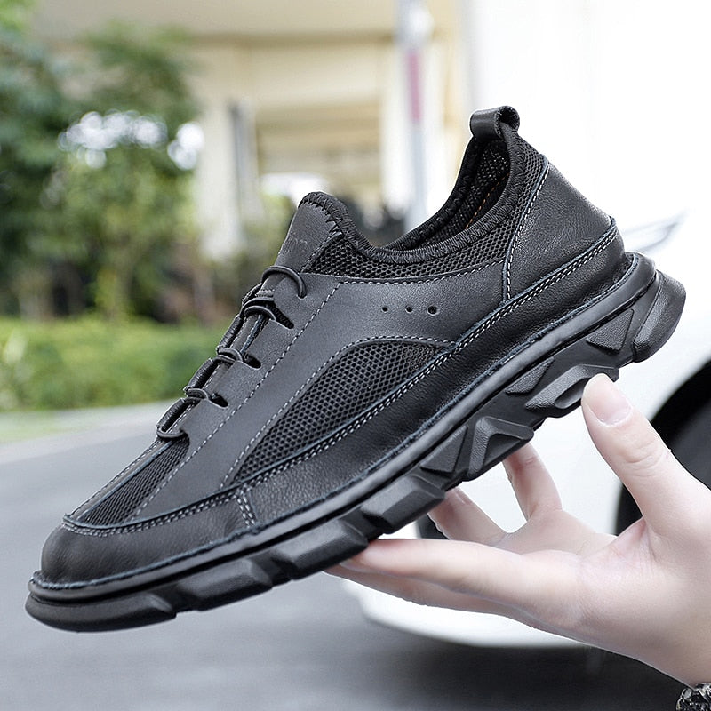 Genuine Leather Men's Shoes Outdoor Men's Loafers Soft Men's Men Casual Moccasins Shoes Handmade Walking Men's Sneakers