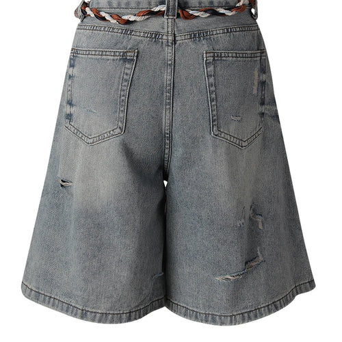 Load image into Gallery viewer, High Waist Blue Denim Bandage Knee Length Wide Leg Jeans New Women Trousers Fashion Tide Spring Autumn 2025 CPG3001
