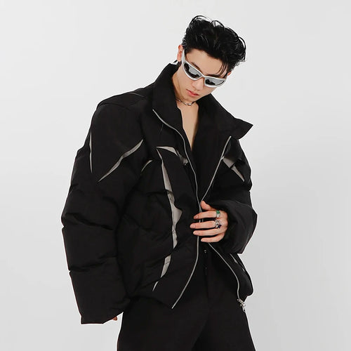 Load image into Gallery viewer, Niche Design Men Cotton Jacket Stand Collar Thickened Parka Color Matching 2024 Winter Casual Male Tops Fashion 9A6215
