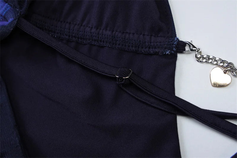 Deep V Neck Print Sexy Maxi Dress Women Gown Blue Halter Sleeveless Backless High Waist Split Long Dress Clubwear