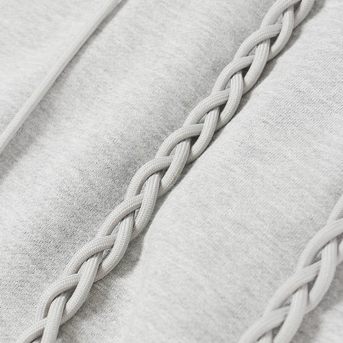 Load image into Gallery viewer, Gray Weave Design Casual Sweatshirt New Hooded Long Sleeve Women Big Size Fashion Tide Spring Autumn 2025 1DH5657
