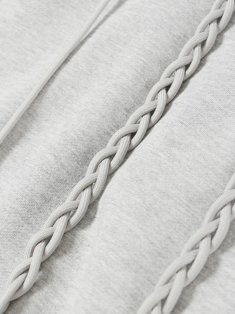 Gray Weave Design Casual Sweatshirt New Hooded Long Sleeve Women Big Size Fashion Tide Spring Autumn 2025 1DH5657