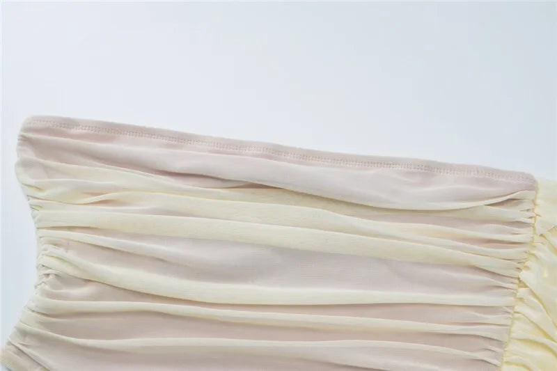 Mesh Hollow Out Backless Sexy Maxi Dress For Women Fashion One Sleeveless See Through Ruched Bodycon Club Long Dress