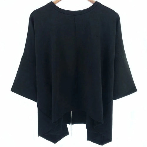 Load image into Gallery viewer, Women Black Back Zipper Irregular Big Size T-shirt New Round Neck Half Sleeve Fashion Tide Spring Summer 2025 1DJ1876
