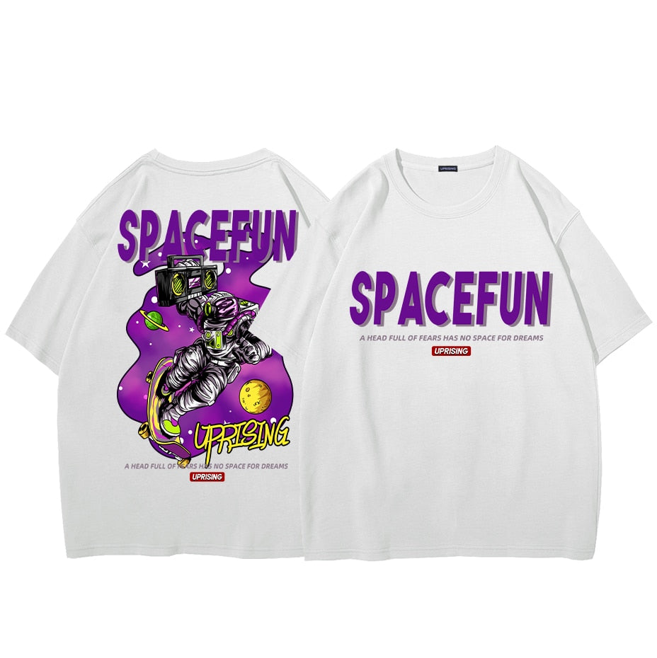 Creative Astronaut Moon Print T-Shirts  Streetwear Men Fashion Summer Tops Harajuku Casual Short Sleeve Tees Hip Hop