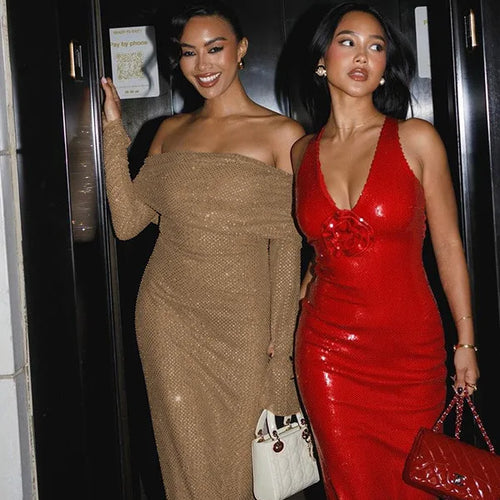 Load image into Gallery viewer, Sexy Buttocks Wrapped Long Dress For Women Fashion Temperament Ironing Board Slim One Line Neck Party Evening Dress 2024
