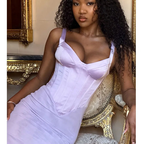 Load image into Gallery viewer, Sexy V-neck Fishbone Suspender Women Evening Dress Elegant Sleeveless Dress Slim Fit Backless Slit Female Vestido 2025
