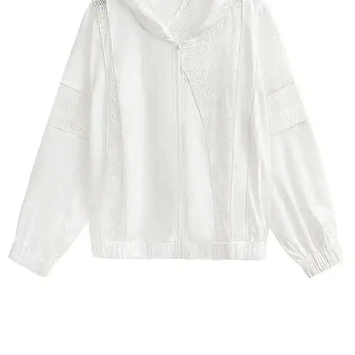 Load image into Gallery viewer, White Mesh Perspective Big Size Thin Jacket New Hooded Long Sleeve Women Coat Fashion Tide Spring Autumn 2025 1DH6562
