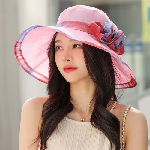 Load image into Gallery viewer, Women Summer Sun Hats Fashion Bow Flower Design Beach Hat Women Outdoor Anti-UV Travel Cap
