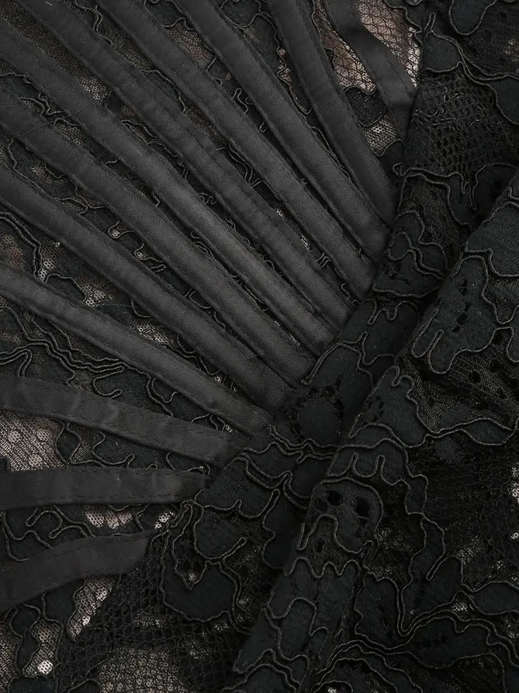 Elegant Lace Strapless Sexy Mini Dress For Women Fashion Off-shoulder Irregular Ruched Bodycon Night Club Party Dress