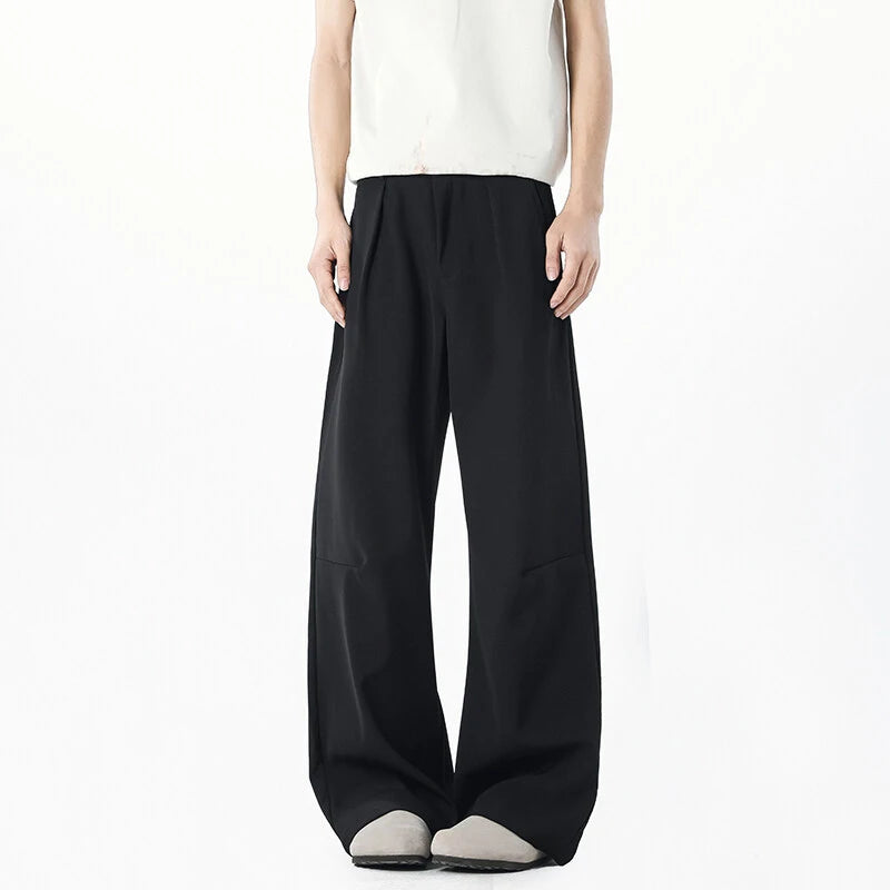 Summer Male Suit Pants Solid Color Simple Trendy Straight Wide Leg Tide Curved Knife Men's Causal Trousers 9W1880