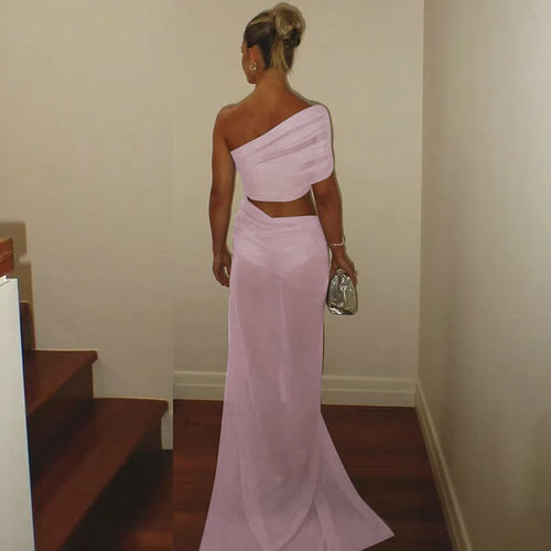 Load image into Gallery viewer, Mesh Hollow Out Backless Sexy Maxi Dress For Women Fashion One Sleeveless See Through Ruched Bodycon Club Long Dress
