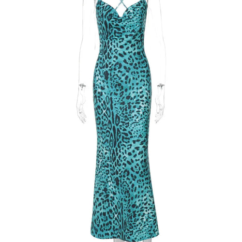 Load image into Gallery viewer, Leopard Print Spaghetti Strap Sexy Maxi Dress For Women Fashion Strapless Sleeveless Backless Printed Long Dress
