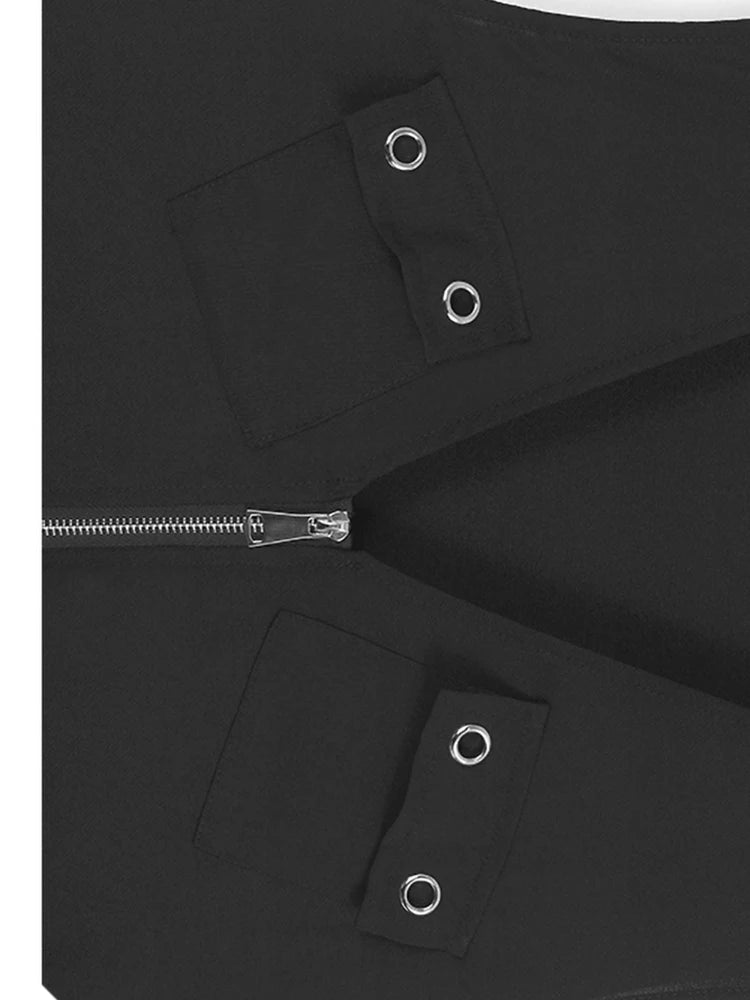Women Black Zipper Pockets Spliced Big Size Midi Vest Dress New V-Neck Sleeveless Fashion Tide Spring Autumn 2025  1DJ1194