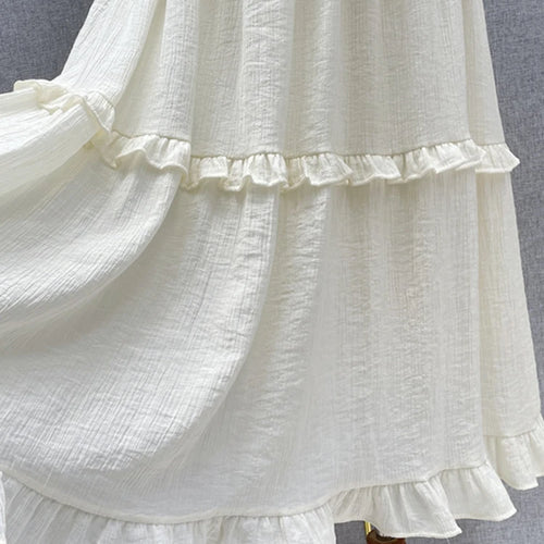 Load image into Gallery viewer, Patchwork Ruffles Skirts For Women High Waist Loose Solid Elegant A Line Skirt Spring Female Fashion Clothing
