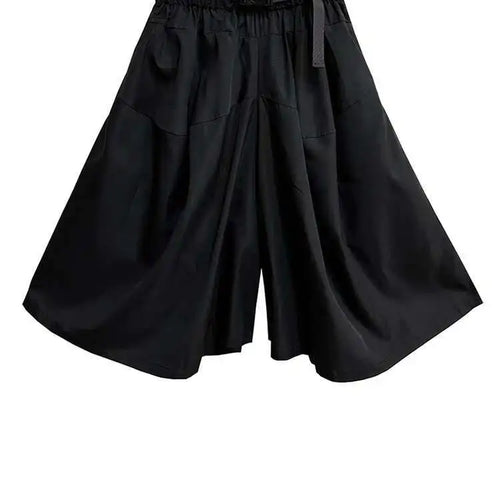 Load image into Gallery viewer, High Elastic Waist Black Belted Calf-Length Wide Leg Pants New Trousers Women Fashion Tide Spring Autumn 2025 1DH9367
