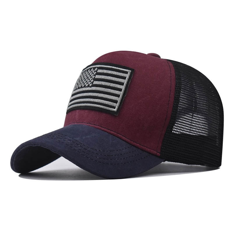 Fashion Women Men USA Flag Mesh Baseball Cap Male Female Breathable Snapback Hats Unisex Trucker Hats Cap For Women Men
