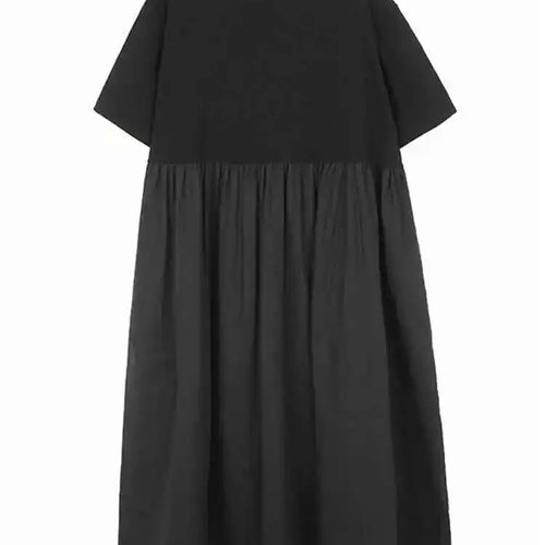 Load image into Gallery viewer, Women Black Ribbons Design Big Size Midi Dress New Round Neck Short Sleeve Fashion Tide Spring Summer 2025 1DH5566
