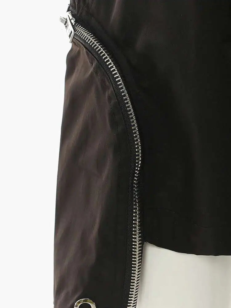 Women Black Irregular Zipper Drawstring Wide Leg Shorts New High Waist Trousers Fashion Tide Spring Summer 2025 1DH4518