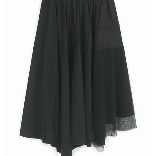 Load image into Gallery viewer, High Elastic Waist Gray Irregular Mesh Spliced A-line Half-body Skirt Women Fashion Tide New Spring Autumn 2025 1DJ1418
