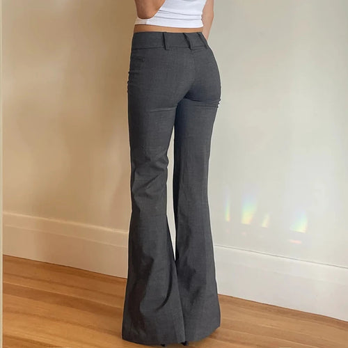 Load image into Gallery viewer, Korean Fashion Low Waist Slim Flared Trousers Solid Basic Casual Harajuku Laides Suit Pants Full Length Boot Cut New
