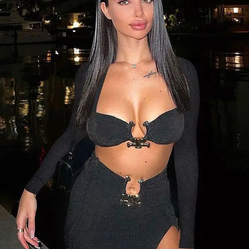 Load image into Gallery viewer, Sexy Strapless Crop Tube Top High Waist Slit Maxi Dress 2 Pcs Suits 2023 Fall Women Fashion Streetwear Vestido Y2K
