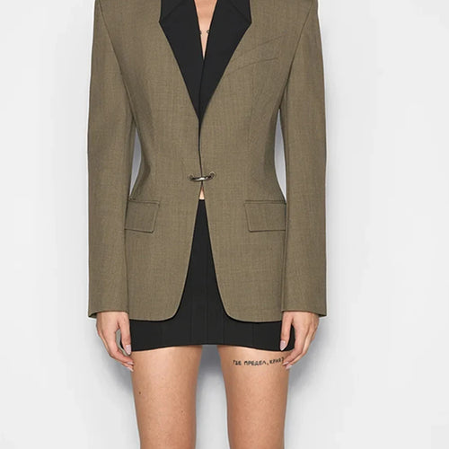 Load image into Gallery viewer, Hit Color Slimming Temperament Blazers For Women Lapel Long Sleeve Tunic Deaigner Chic Coat Female Fashion Style
