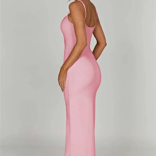 Load image into Gallery viewer, Spaghetti Strap Backless Bodycon Maxi Dress Women Autumn New Thickened Fabric Sleeveless Club Party Sexy Long Dress
