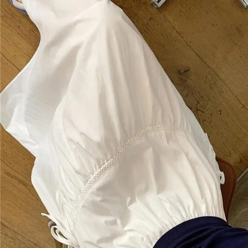 Load image into Gallery viewer, Vintage White Elastic High Waist A-line Skirt For Women Blue Elegant Lace-up Pleated Long Skirt 2024 Summer Ladies Versatile New
