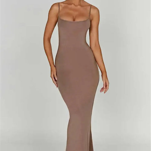 Load image into Gallery viewer, Spaghetti Strap Backless Bodycon Maxi Dress Women Autumn New Thickened Fabric Sleeveless Club Party Sexy Long Dress
