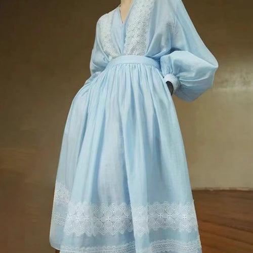 Load image into Gallery viewer, Hit Color Loose Two Piece Sets For Women V Neck Long Sleeve Top High Waist Temperament Skirts Female Fashion New
