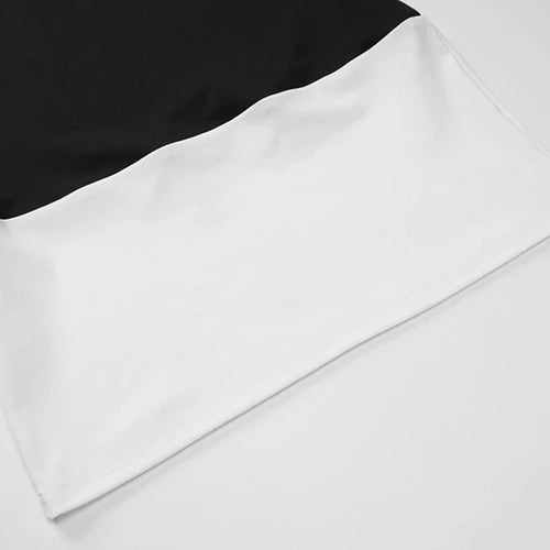 Load image into Gallery viewer, Sexy Half High Collar Half Sleeve Patchwork Mini Dress Women Slim Elegant High Waist Dress Streetwear Female Clothes
