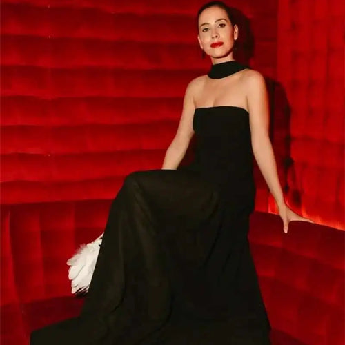 Load image into Gallery viewer, Elegant Strapless Sexy Maxi Dress For Women Gown With Scarf Off-shoulder Sleeveless Backless Split Beach Long Dress
